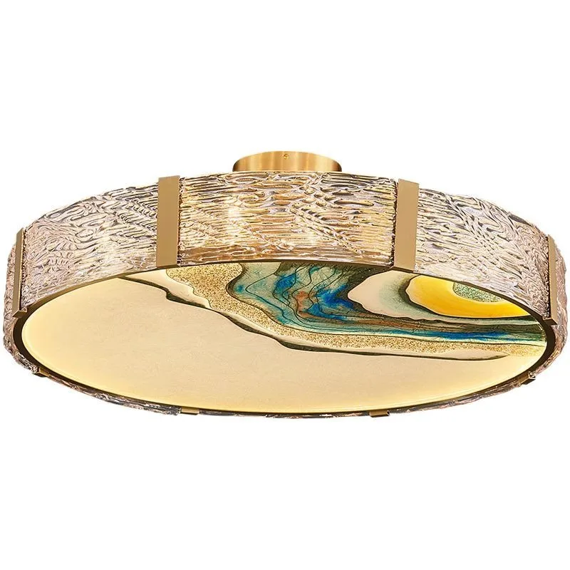 All-copper enamel color light luxury ceiling lamp, new Chinese all-copper living room lamp, zen low-size bedroom designer lamp