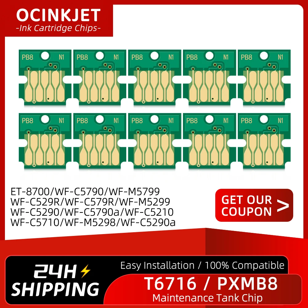 T671600 T6716 Maintenance Tank Chip For Epson WorkForce Pro WF-C5210 WF-C5790 WF-C5710 WF-M5299 WF-M5799 ET-8700 WF-C579R