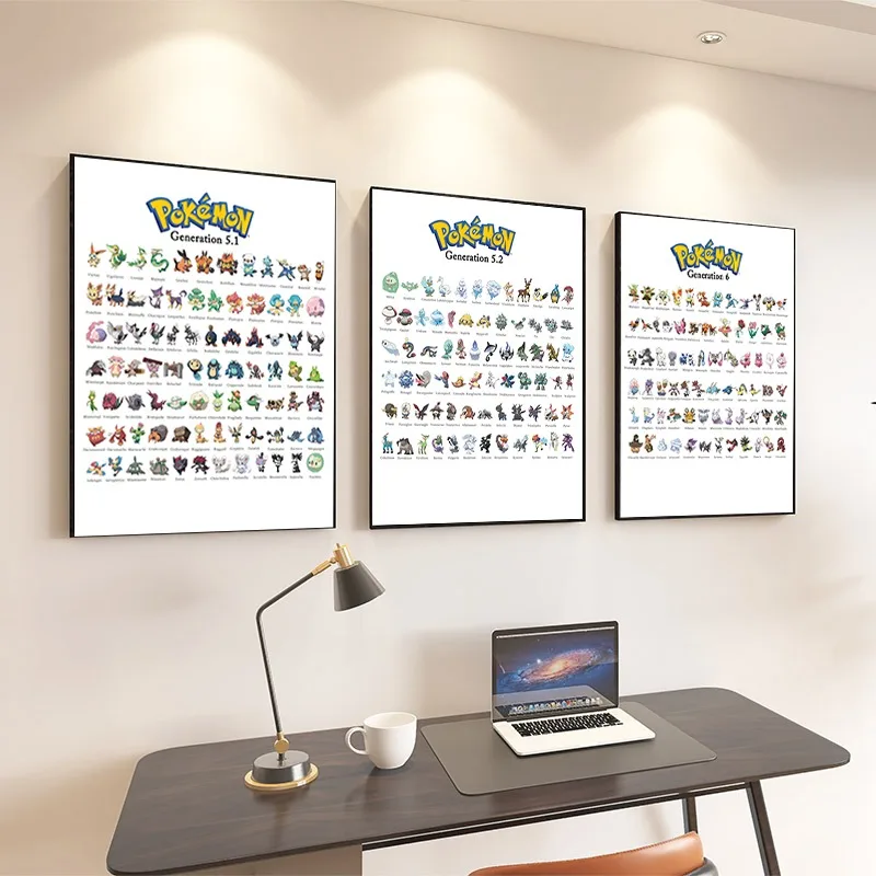 French version Classic Anime Peripherals Kawaii Pikachu Poster Decoration Art Watercolor Pictures Canvas Painting