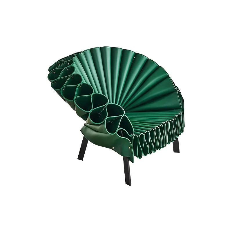 

Creative Saddle Leather Casual Nordic Designer Art Fashion Seat Villa Fan Petal Chair