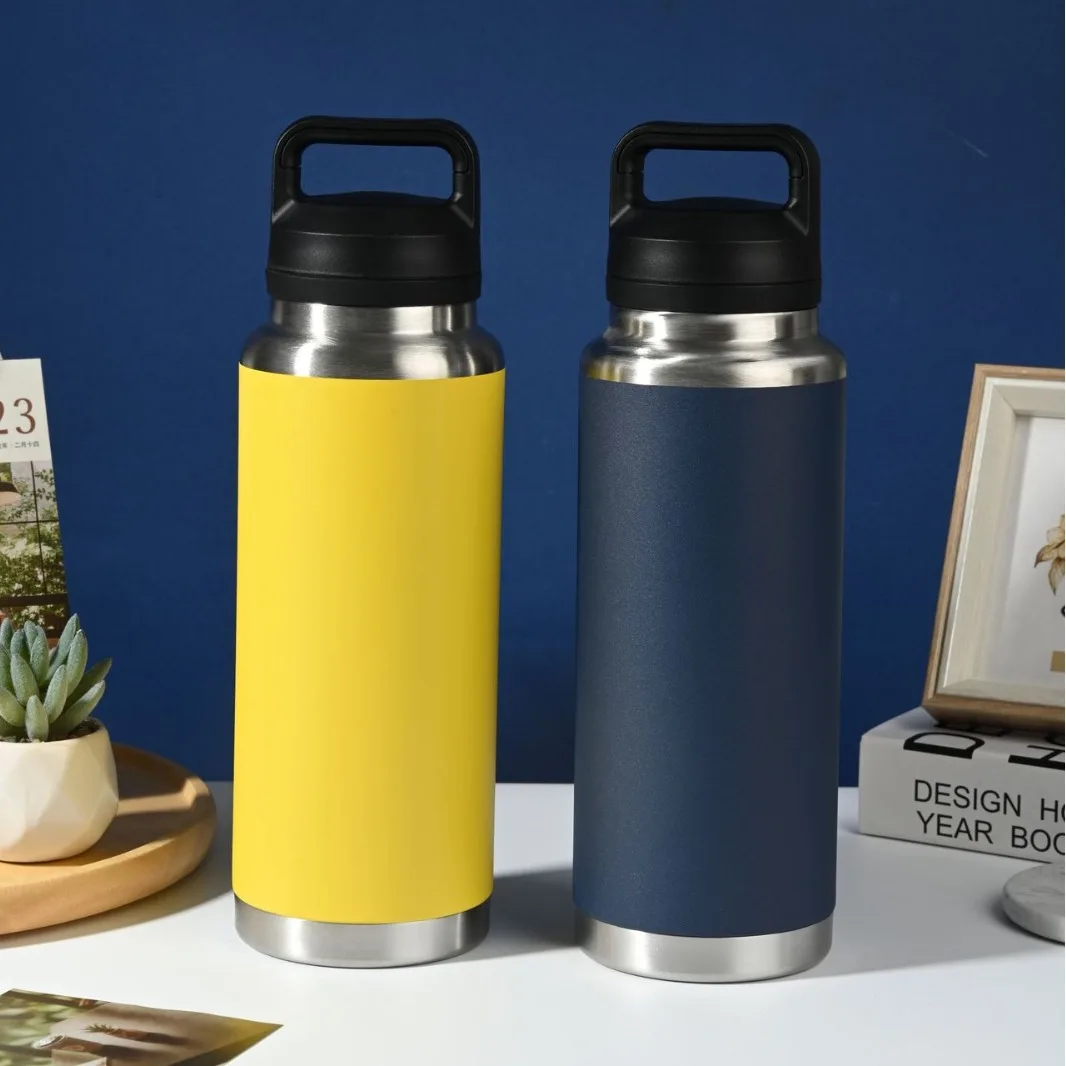 كوب ترمس مزدوج من الفولاذ المقاوم للصدأ، قارورة مفرغة رياضية محمولة بسعة كبيرة، زجاجة مياه حرارية، كوب للمشروبات