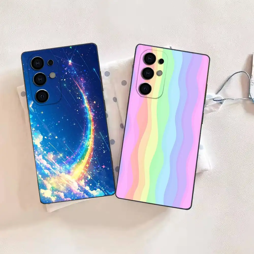 Rainbow style colorful  Phone Case For Samsung S26,25,24,21,22,21,20,10,9,8,7,6,Ultra,Plus,Fe, Lite Black Cover