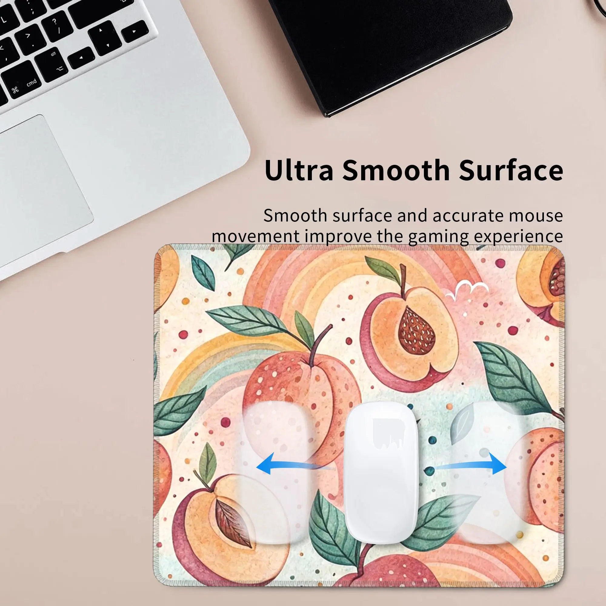 Cartoon Peach Fruit Pattern Mouse Pad Computer Keyboard Mouse Mat Gaming PC Laptop Desk Mat Office Table Mats