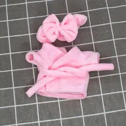 New Cute 10cm Cotton Doll Velvet Pajamas Clothes with Headband for 1/12 BJD Doll Sleep Clothes Bathrobe Accessories