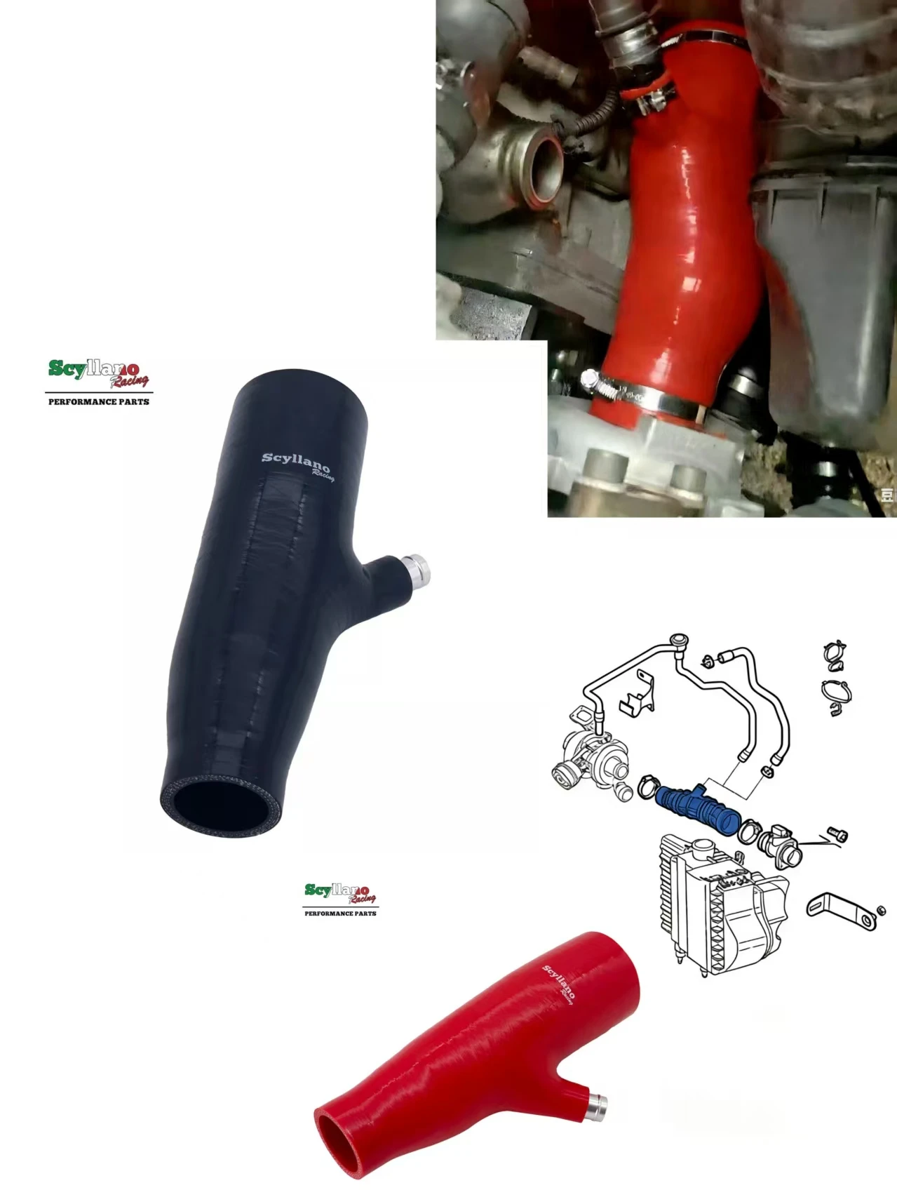 Manguera de Silicona para Caja de Aire a Turbo para Alfa Romeo 147 GT 1.9 JTD Coda Spiovente / Coupé 2001-2010 2009 2008 2007