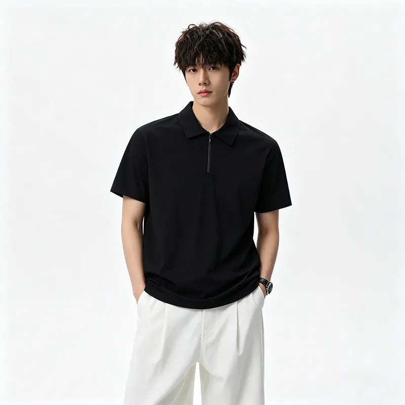 model summer high-quality men's short-sleeved T-shirt polo shirt