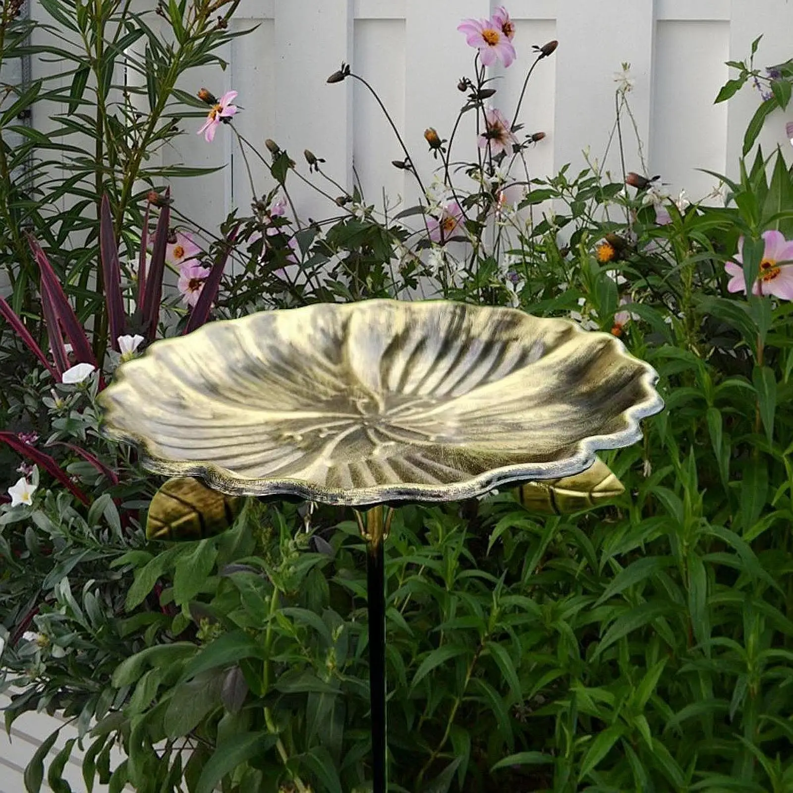 

Garden Bird Bath with Stake Iron Rustic Ideal Gift Garden Decor Birdfeeder