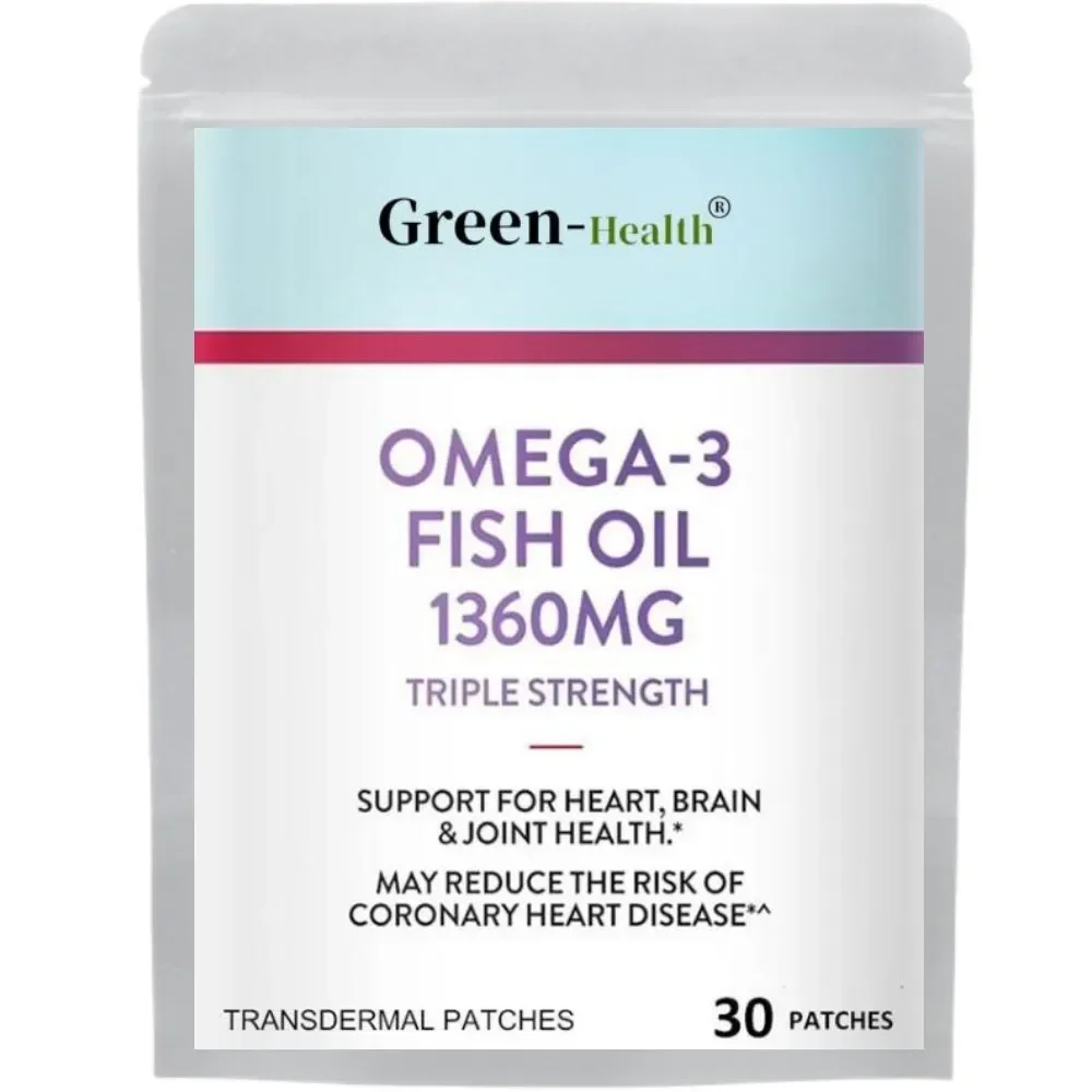 30 Patches Omega-3 Fish Oil Transdermal Patches Heart , Cardio Support, Rapid-release