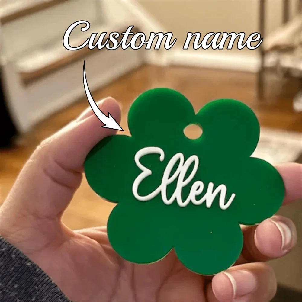 Custom Personalized Flower Acrylic Keychain 3D Raised Custom Name Tag Backpack Charm Travel Luggage Tag Gift for Women Girls Kid