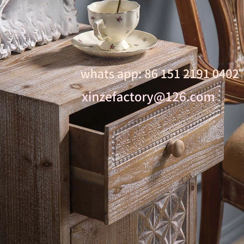 Customizable solid wood carved lockers, American country single-door chest cabinets, antique side cabinets in hotel decoration