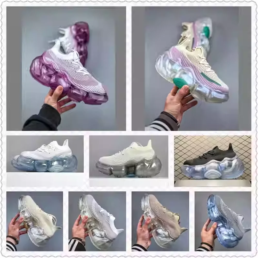 

Pastel Gradient Knit Sneakers Transparent Clear Sole Chunky Platform Design Modern Sporty Casual Style High-Fashion Street Looks