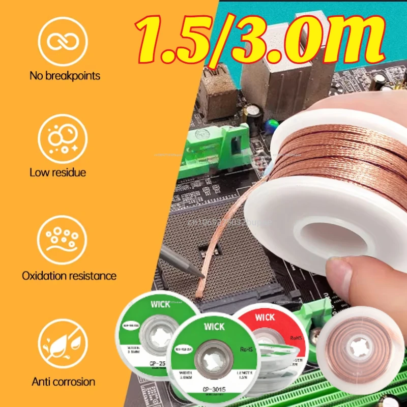 2/3/4mm Solder Wire Desoldering Braid Welding Solder Remover Wick Wire Lead Cord Flux BGA Repair Tool Copper Soldering Wire
