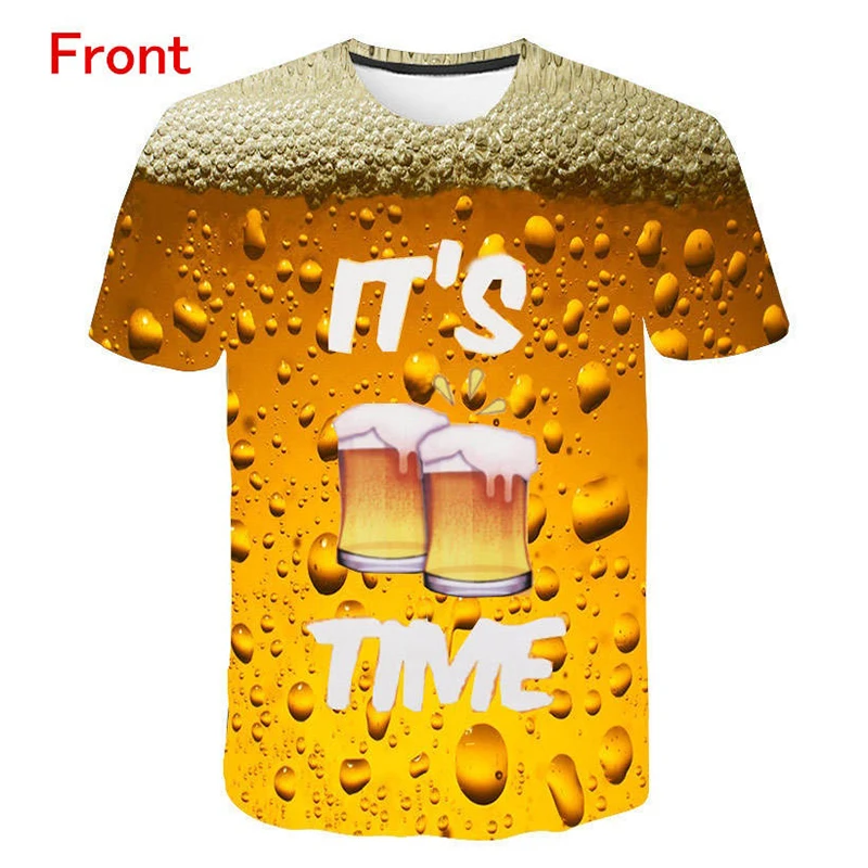 New Fashion Printing Beer 3d T-shirt Digital Printing Men\'s Short Sleeve T-shirt Top