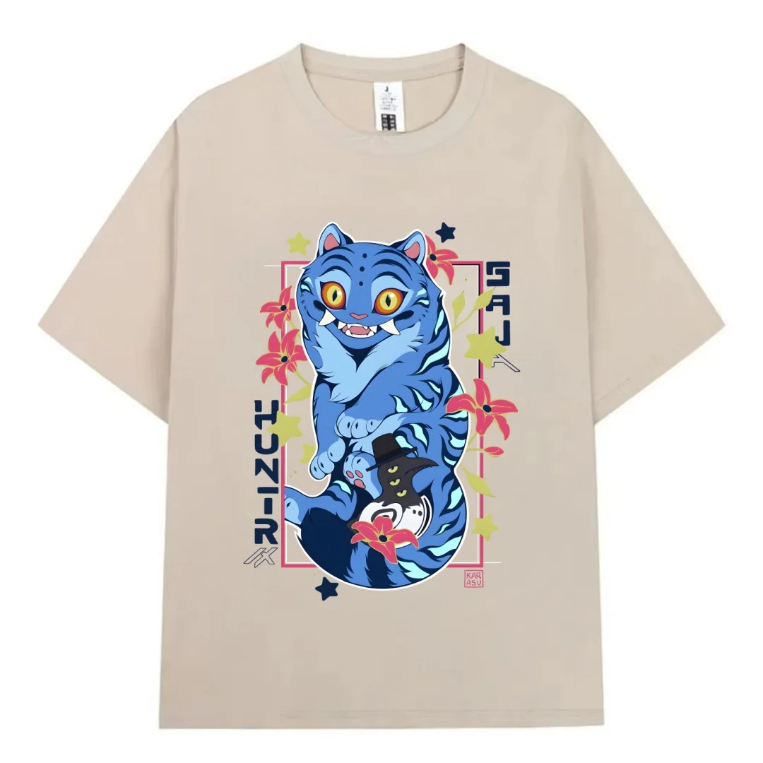 جديد KPop شيطان الصيادين طباعة تي شيرت النساء الرجال الصيف كول قصيرة الأكمام الإناث تي شيرت غير رسمي الجولة الرقبة بلايز تي شيرت Harajuku #4