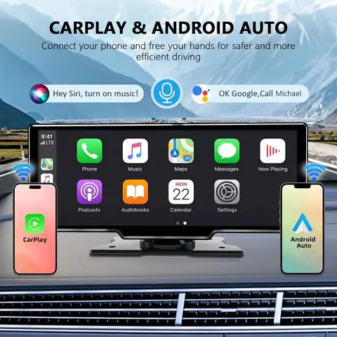 자동차 용 10.26 Carplay 화면, 무선 CarPlay 및 Android 자동 멀티미디어 비디오 플레이어, 범용 자동차 라디오, BT AUX FM 자동차 스테레오