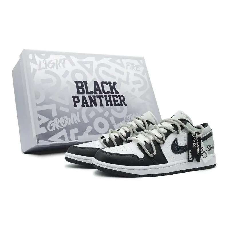 【Customize】Air Jordan 1 Skateboarding Shoes Unisex Low-top Black/white/gray Sneakers shoes DC0774-101