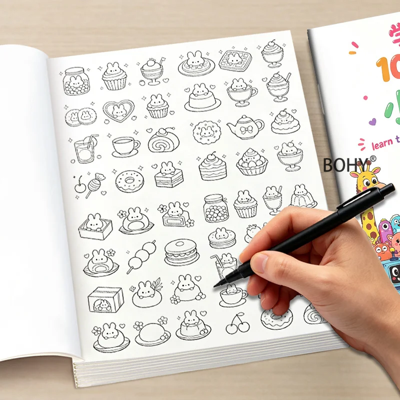 1 Pattern Drawing and Coloring Album, 32 Pages of Themed Illustrations Like Fun Small Animals/desserts/daily Small Objects
