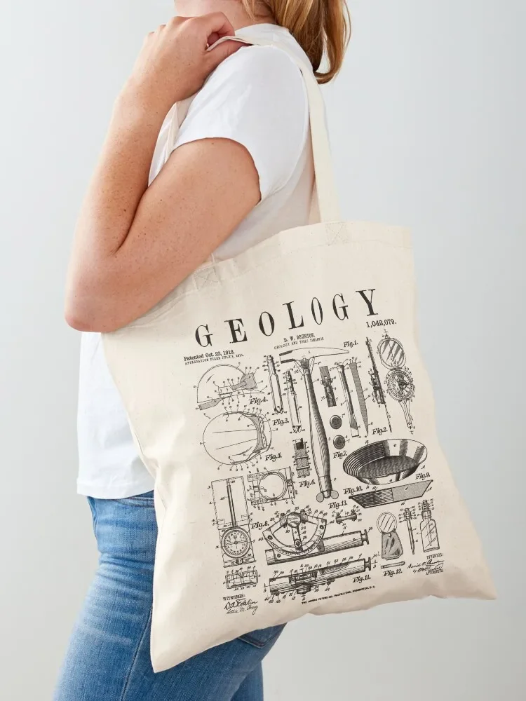Geology Geologist Field Kit Tools Vintage Patent Print Tote Bag Cloth bag canvas shopping bag Shopper