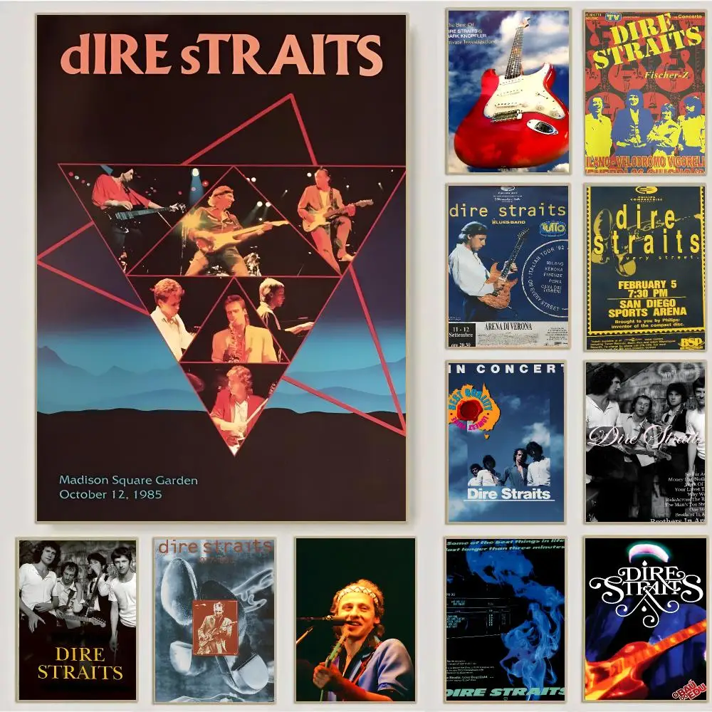 Famous D-Dire S-Straits Band Poster Waterproof Sticky Wall Art Print For Bedroom Living Room Hallway Bar Home Decor
