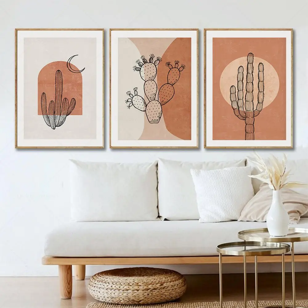 Abstract Desert Cactus Landscape Wall Art Canvas Painting Nordic Posters And Print Wall Pictures For Living Room Boho Home Decor