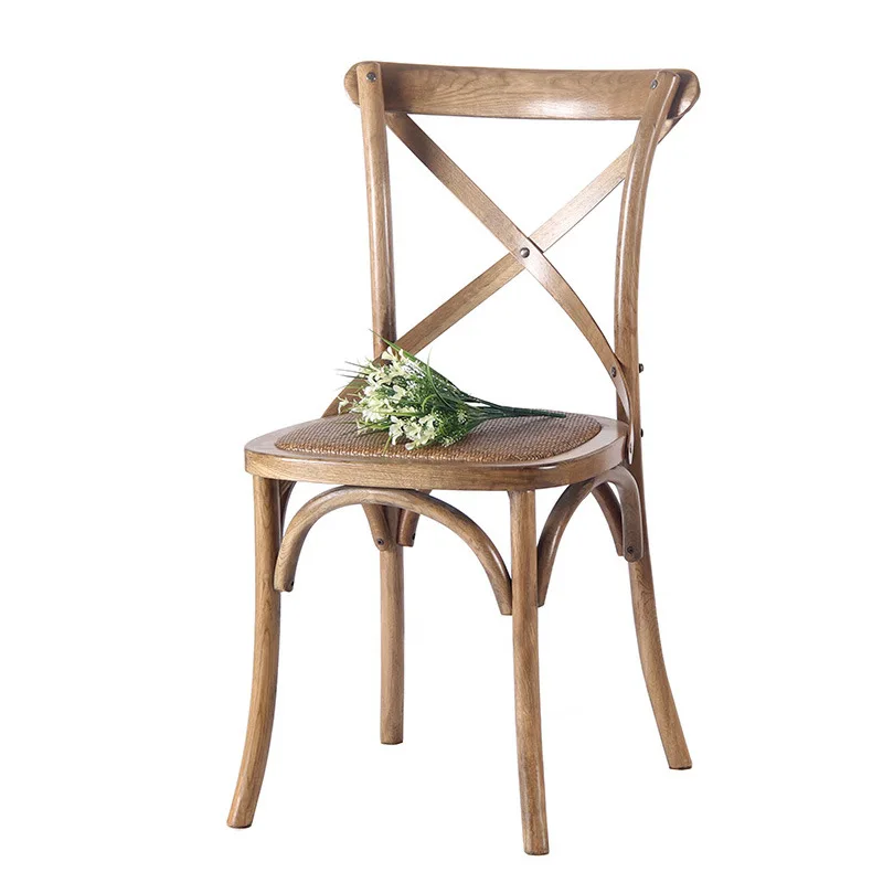 

Simple home fork rattan back chair retro dining table and chairs
