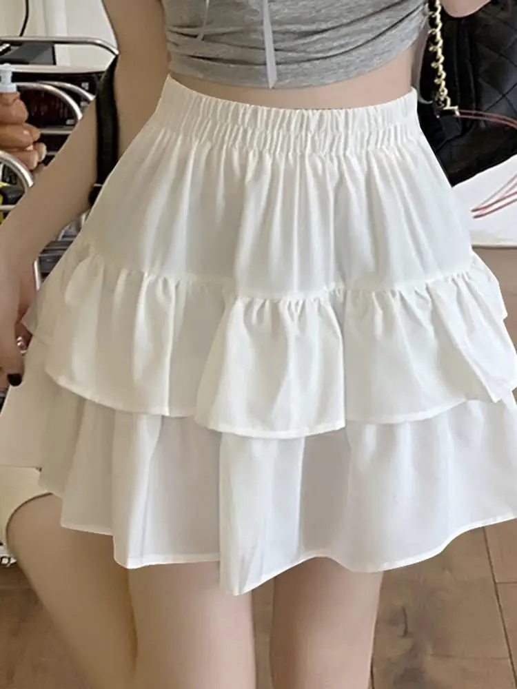 ZANZEA Korean Style Ruffle Short Skirts Women Summer Jupes 2024 Sweety Elastic Waist Faldas Loose Comfortable Home Wear Skirts