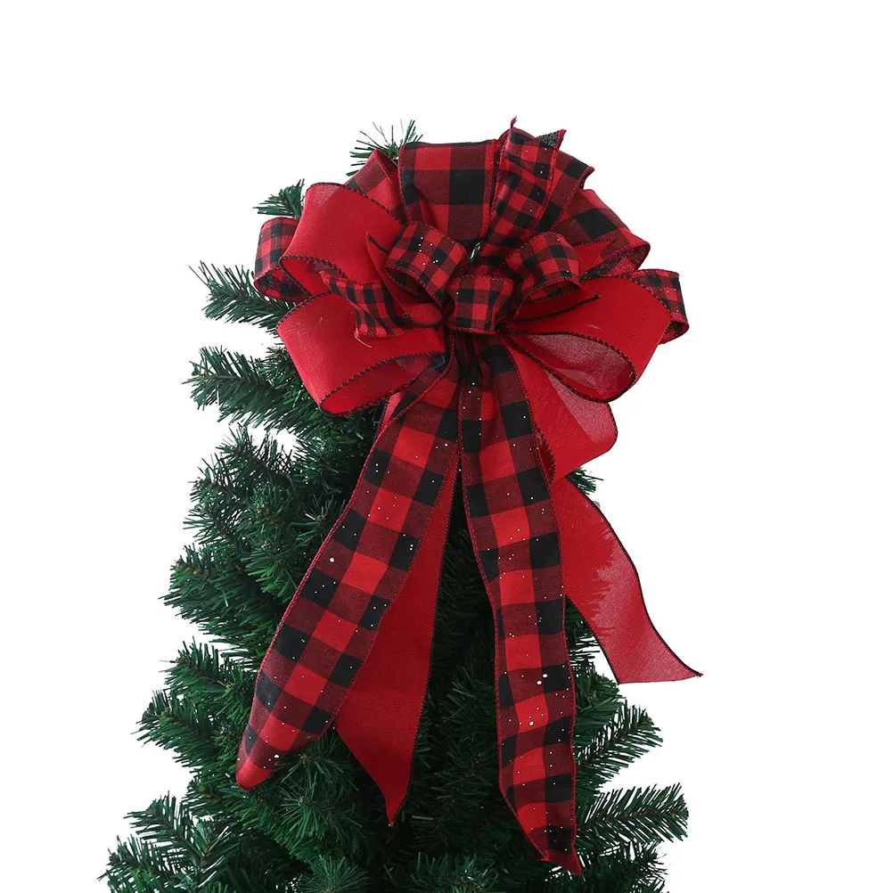 

1Pcs Bowknot Christmas Tree Topper Red Decorative Treetop Ornament Ideal for Home Party Xmas Tree Decor Treetop Decor