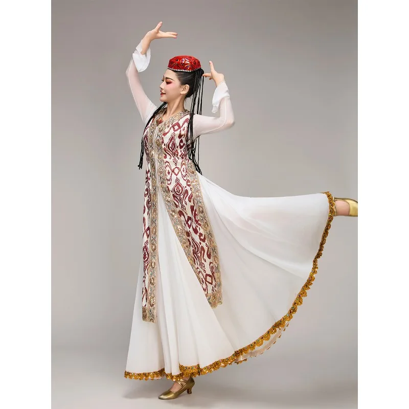 Performance clothes Female adult Uyghur dance clothes Large skirt Ethnic style performance clothes Long skirt set