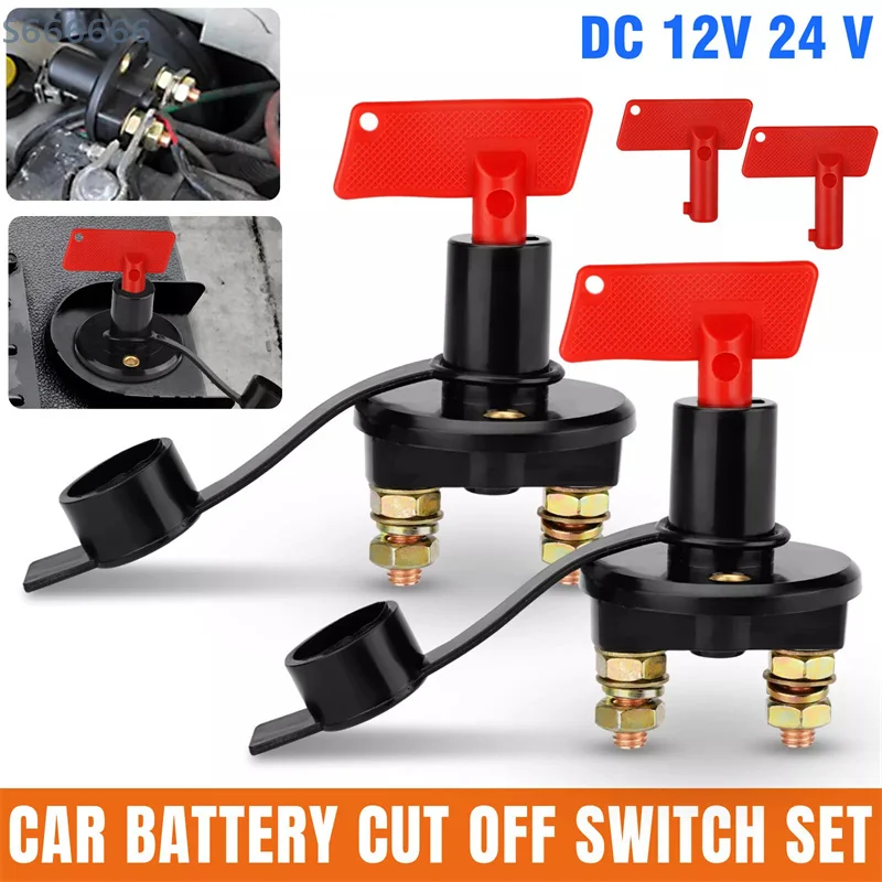 

2x Removable Keys Car Battery Disconnect Switch Car Accessories For Truck Boat Marine ATV Cut Off Kill Switch Power Isolator