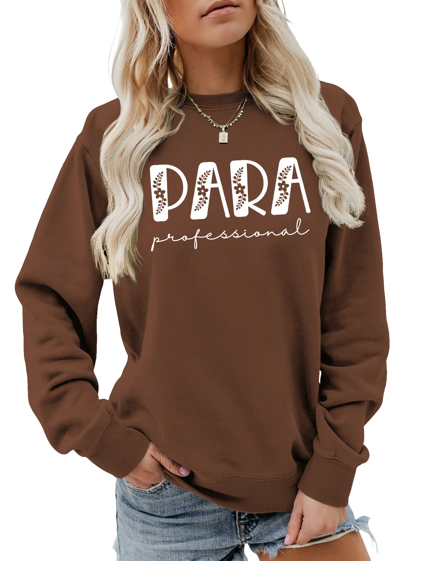 Autumn crew-neck women's T-shirt hoodie PARA professional printed casual fashion long-sleeved top loose all-in-one pullover