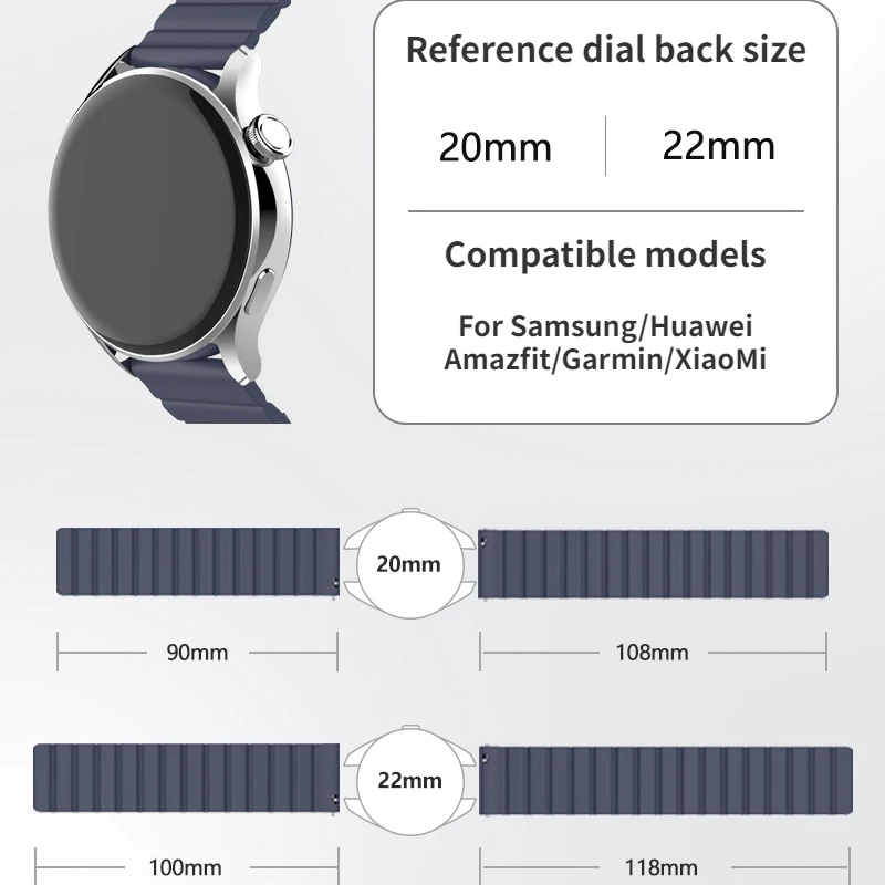 Pasek magnetyczny do zegarka Samsung Galaxy 6 5 4 40MM 44MM/4 6 Classic 46 43 47mm/5 Pro 45mm 20mm 22mm silikonowy pasek do zegarka