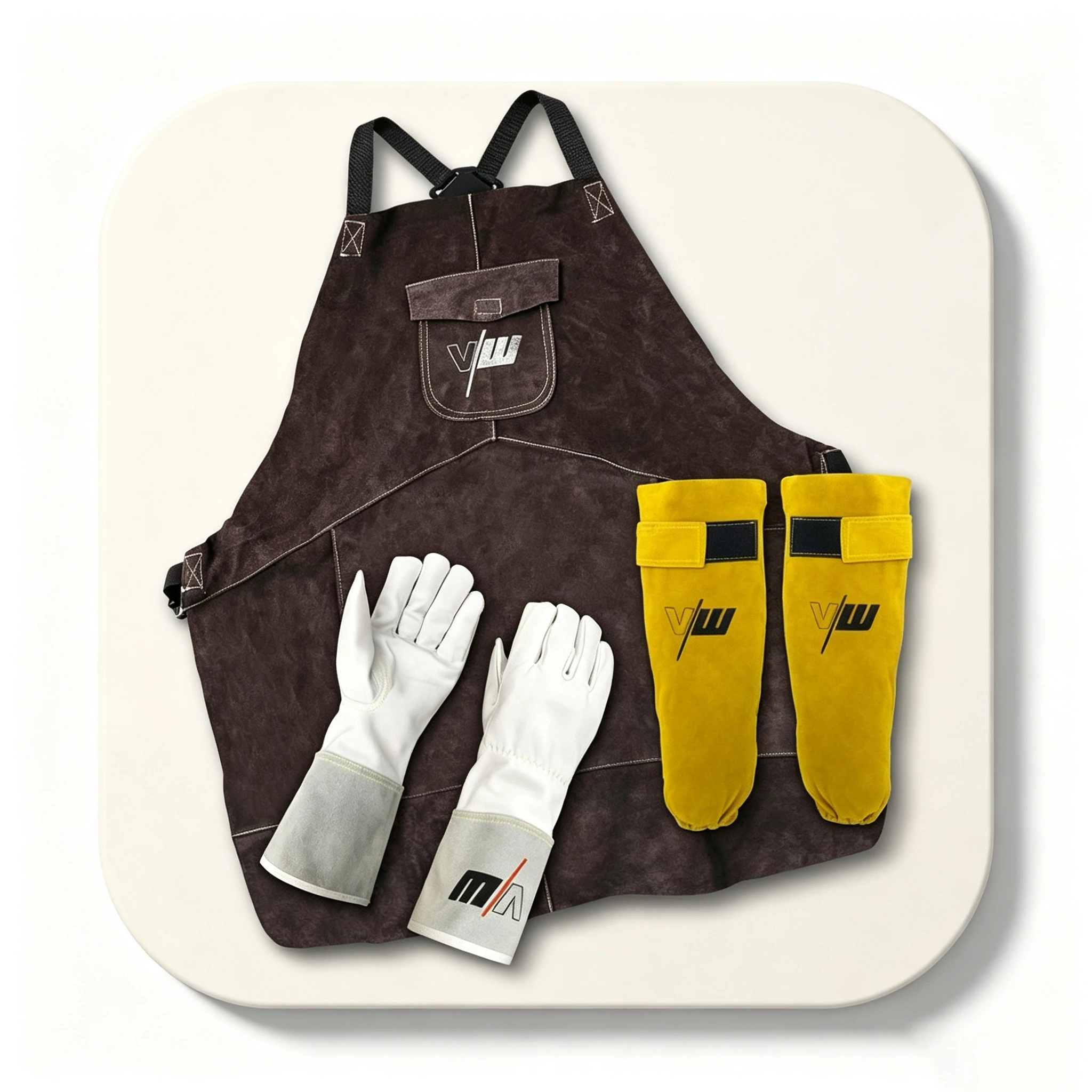 1 Set Welding Protective Equipment Welders Apron Work Safety Cowhide Gloves Sleeve Cover Safety Protective Welding Accessories