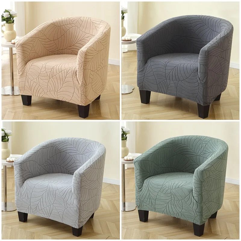 

Leaves Jacquard Tub Chair Cover Elastic Anti-dirty Armchair Covers Single Club Sofa Slipcovers for Living Room Cafe Bar Counter
