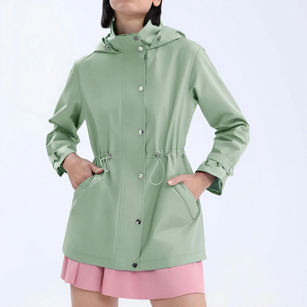 

Women's Simple Denim Jacket Autumn Lapel Hoodie Long Sleeve Plain Sporty Regular Fit with Pockets Style