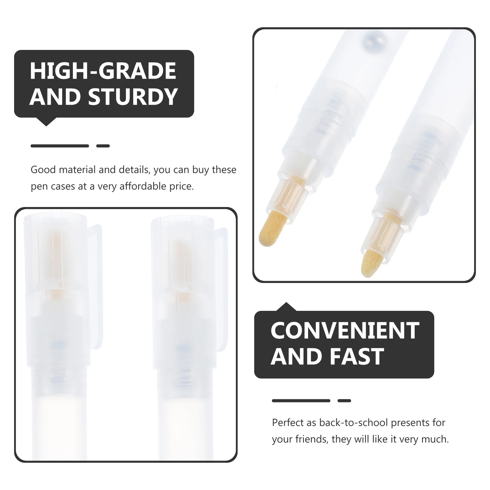 

4Pcs Empty Refillable Paint Pen Shells Ergonomic Body Long Service Life Student Accessories Refillable Paint Pen