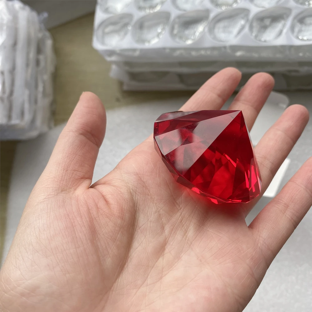 30mm-120mm Crystal Diamond Red Color Paperweight k9 Meterial Glass Desktop Spare Parts