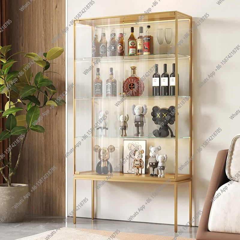 

wine cabinet, against the wall, modern household ornament display cabinet, high-end figure full glass door display cabinet
