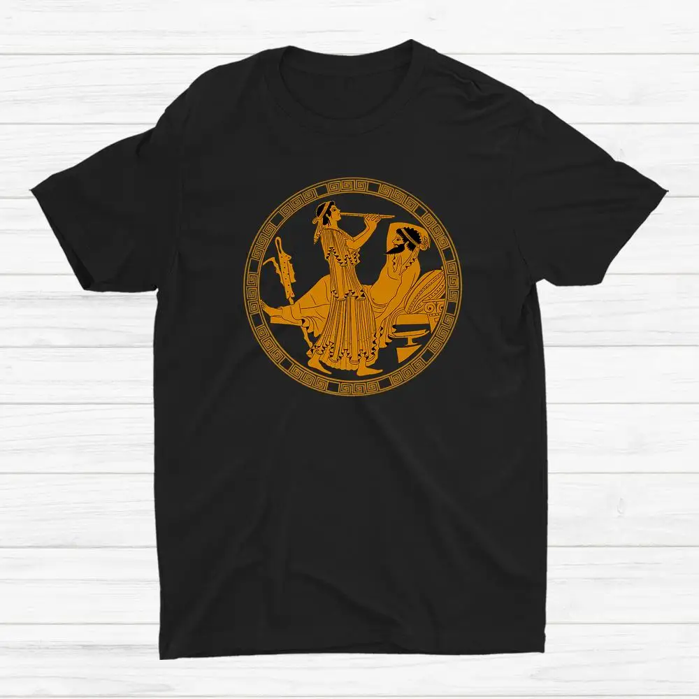 Retro Ancient Greek Aulos Player T-Shirt 100% Cotton O-Neck Summer Short Sleeve Casual Mens T-shirt Size S-3XL