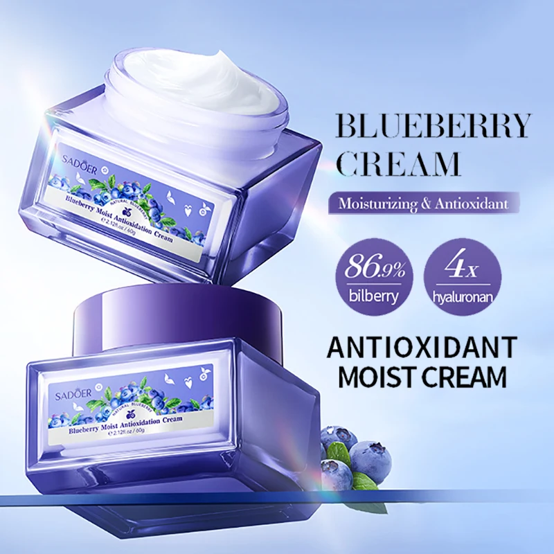 SADOER Blueberry Hyaluronic Acid Skin Brightening Cream Skincare Moisturizing Nourishing Facial Creams  Beauty Skin Care Product