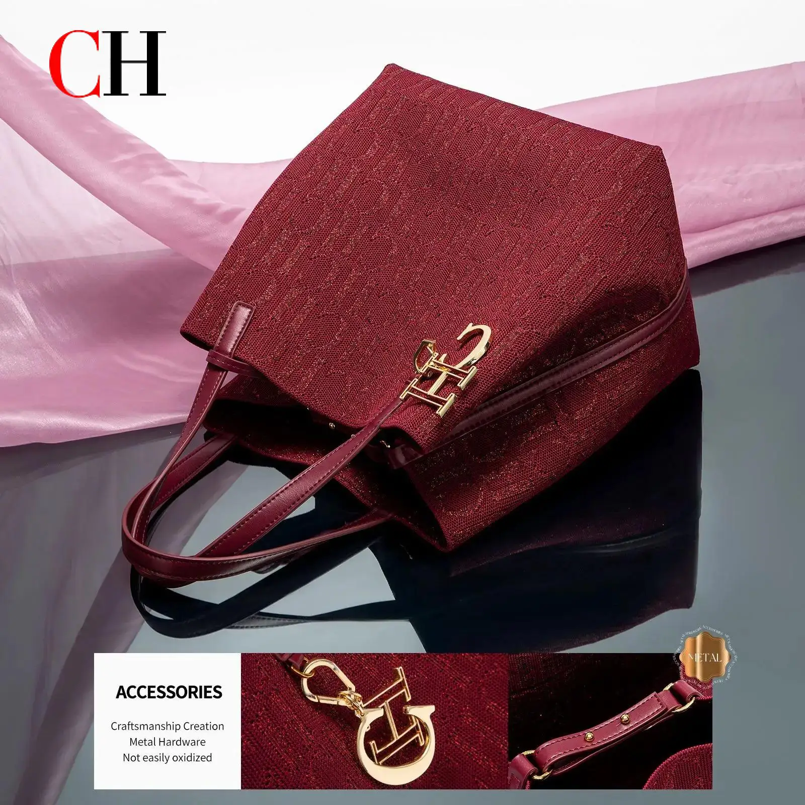CH New Women's Simple Bag Women's Underarm Tote Bag Small Card Bag Accessories Large Capacity Work Daily Commuter Handbag