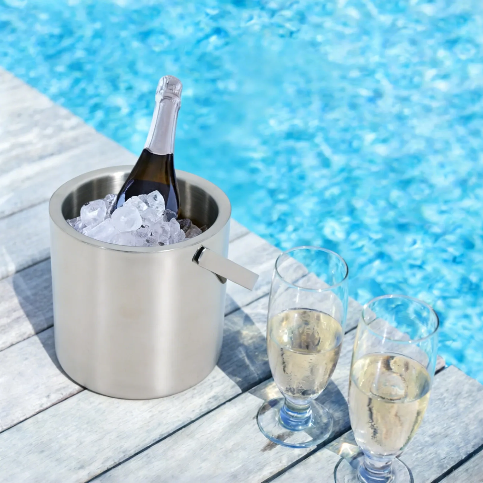 

304 Ice Bucket Stainless Steel Ice Bucket with lid and Ice Tongs Ice Cooler Ice Cube Container, 1.3L Stainless Steel with Ice Tongs