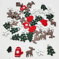 50pcs 크리스마스 나무 칩 산타 클로스 엘크 눈송이 매달려 칩 장식 홈 크리스마스 파티 크리스마스 트리 Diy 장식품