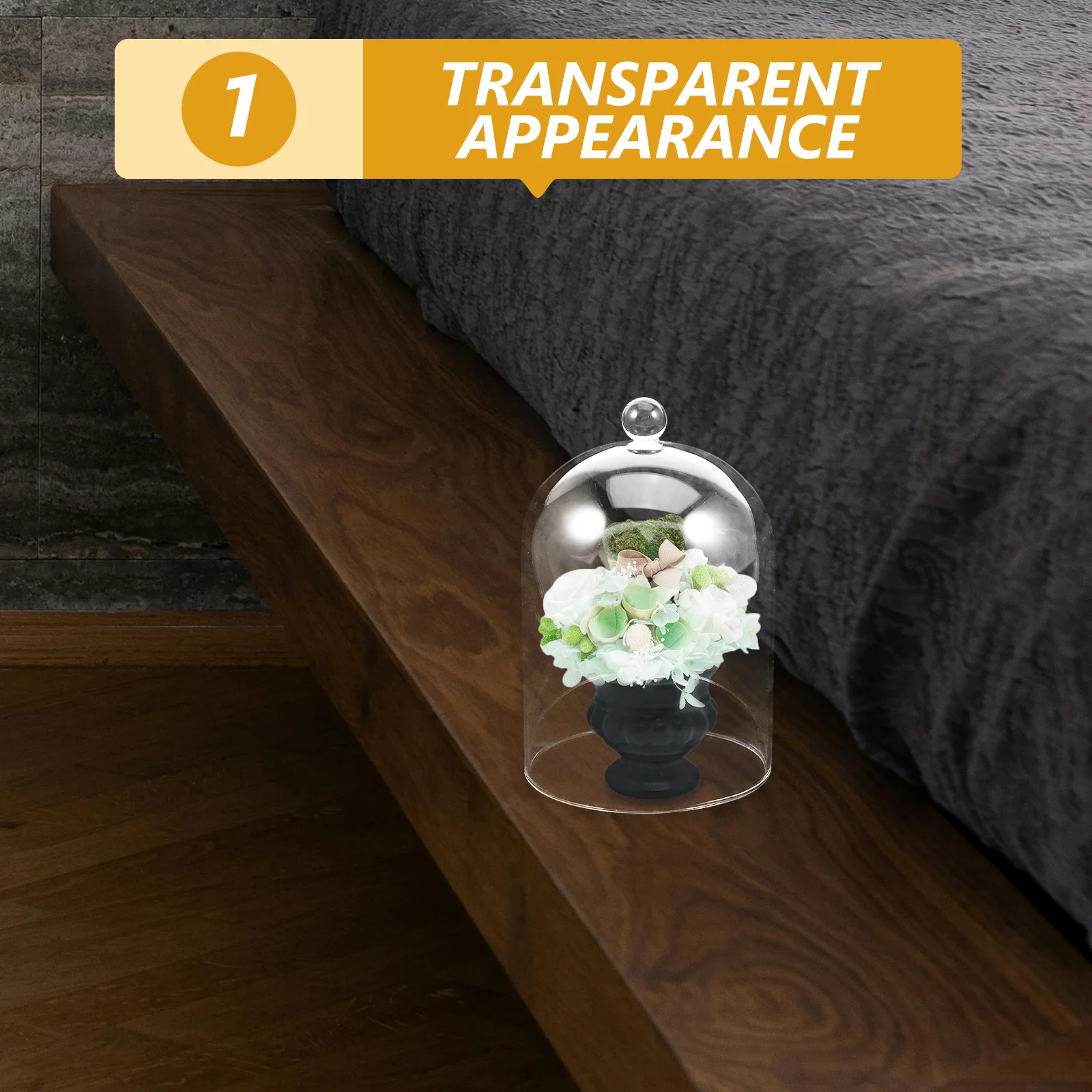 

Glass Dome Cover Round Transparent Decorative Cloche Display Protective Cover for Eternal Flower Preserved Flower Decor