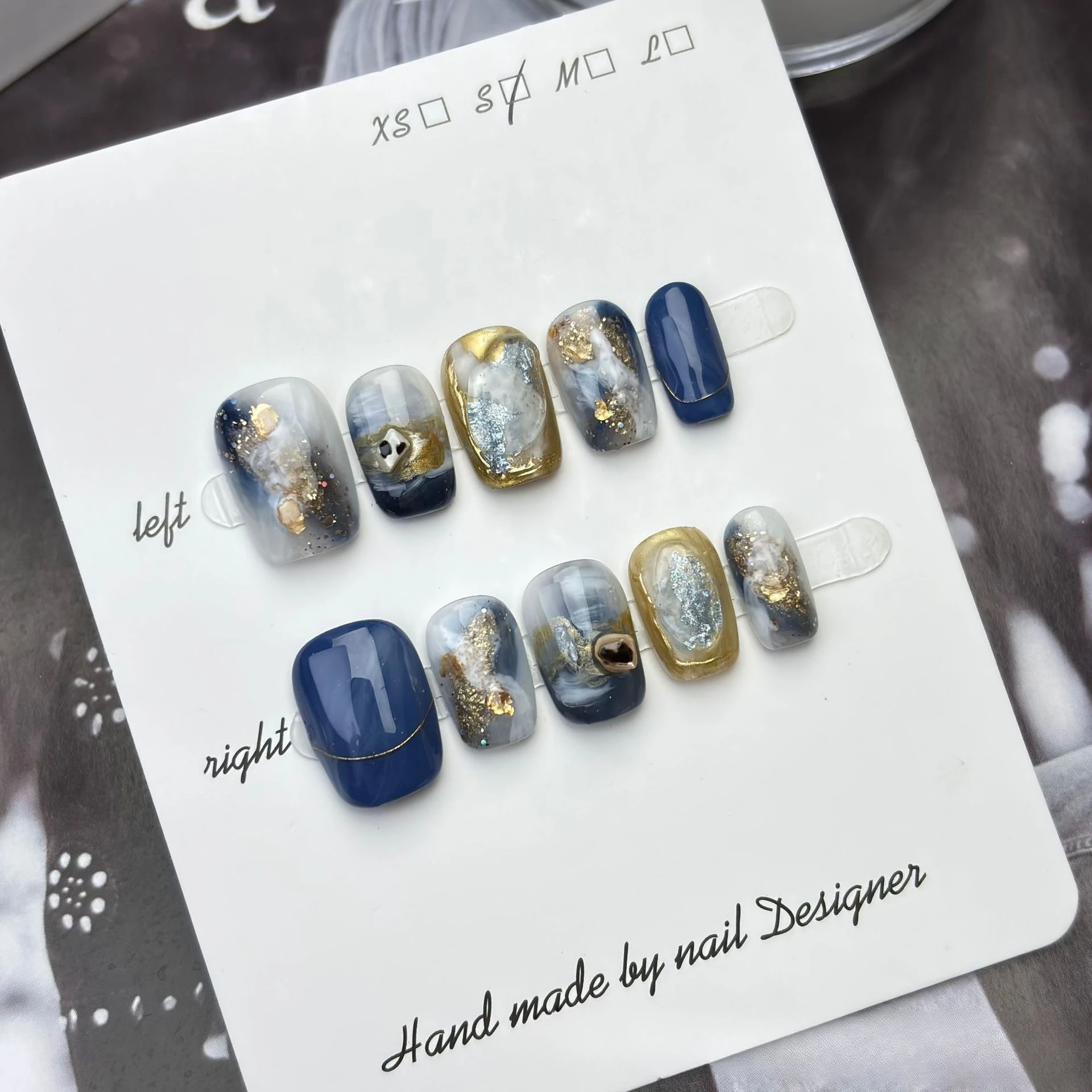 10개 귀여운 만화 프레스온 네일 컬러풀한 가을 인조 손톱 달콤하고 시원한 레트로 가짜 손톱 글리터 캣아이 네일 짧은 스퀘어 네일