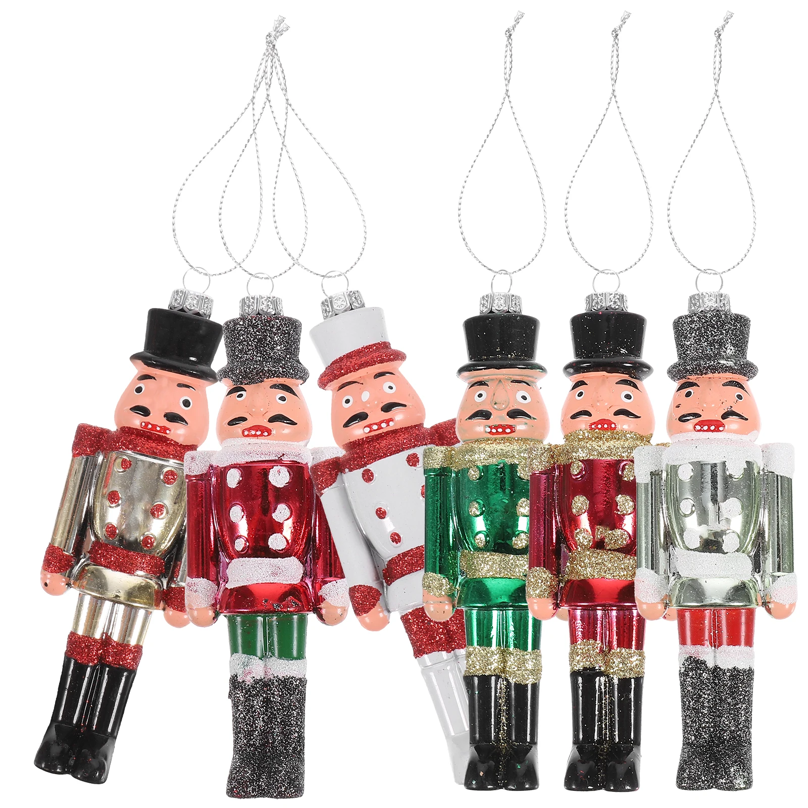 

6 Pcs Hanging Christmas Tree Pendants Nutcracker naments Hanging Xmas Tree nament Plastic Soldier Pendants Home Decor Xmas