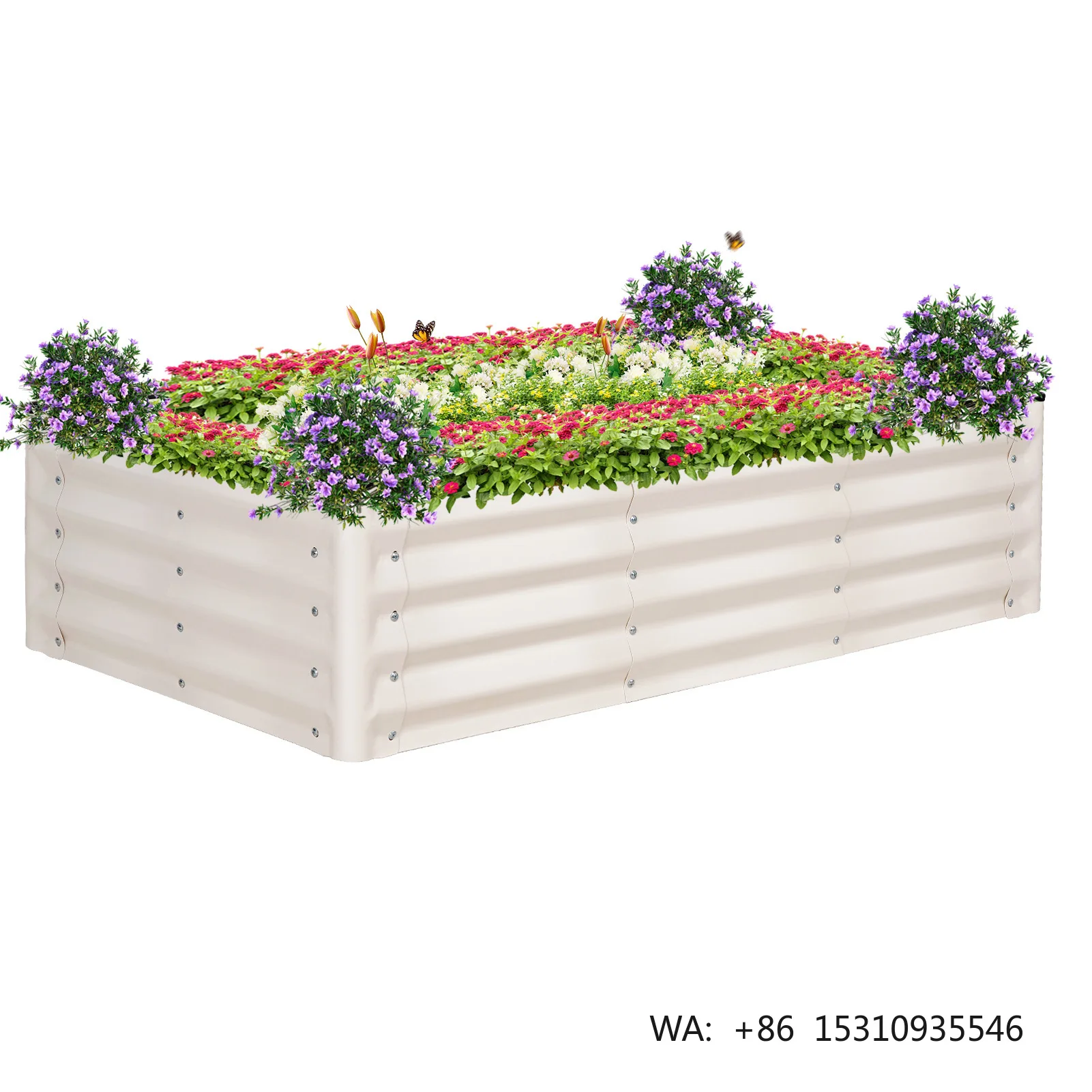 Outdoor Raised Iron Corrosion-resistant Planter Box Garden Bed Home Vegetable Flower Container Balcony Courtyard