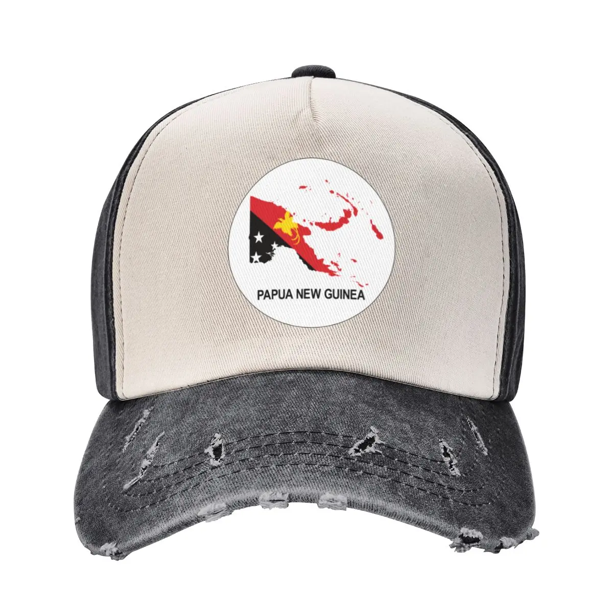 Papua New Guinea Map with Flag Baseball Cap black fishing hat Sunscreen Girl'S Hats Men's