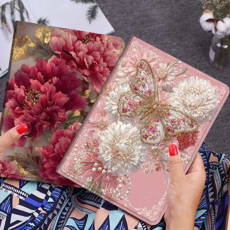 

Pink Butterfly Flower Bead Gift Tablet Case For Huawei Honor MatePad MediaPad Air 5 6 7 11 V6 V7 V8 V9 X9 X8 T10 T10s C5e T5