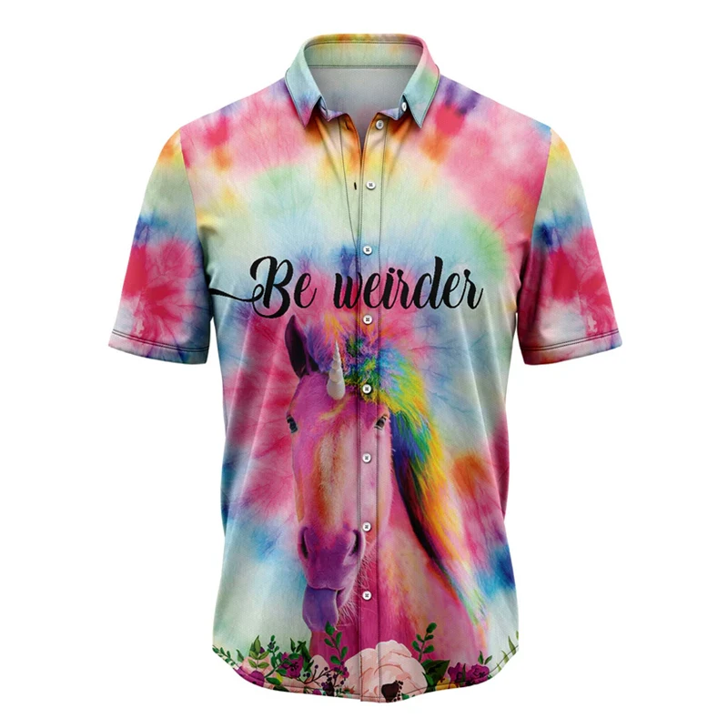 

Fashion Tie Dye Pattern Hawaiian Shirts Summer Trendy Streetwear 3D Printed Lapel Button Shirt Loose Breathable Harajuku Blouse