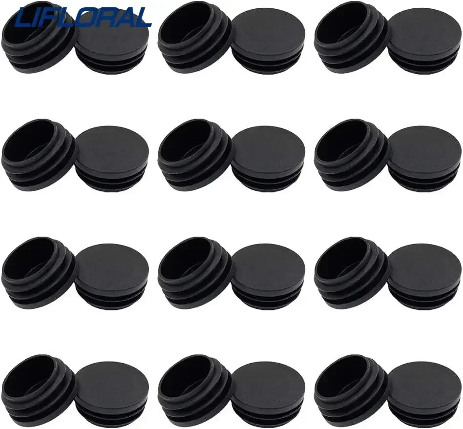 24pcs Round Steel Pipe Plastic Hole Plug Insert End Cap Furniture Chair Leg Cover Metal Tubing Alloy Ladder Glide Protection